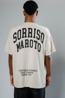 T-SHIRT SORRISO FAZENDO VOCÊ CHORAR DESDE 1997 BEGE
