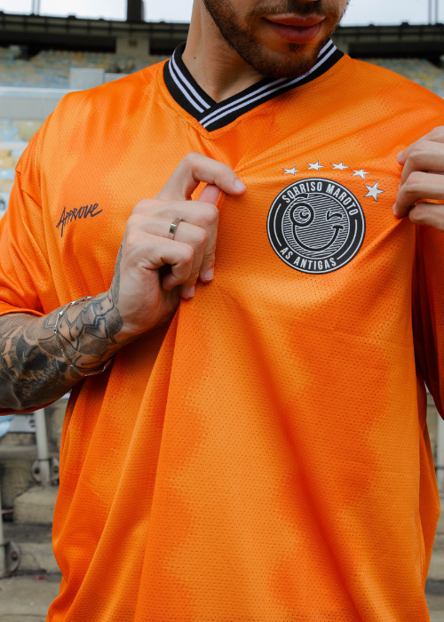 Sorriso as Antigas x Camisetas Jerseys Approve - Laranja