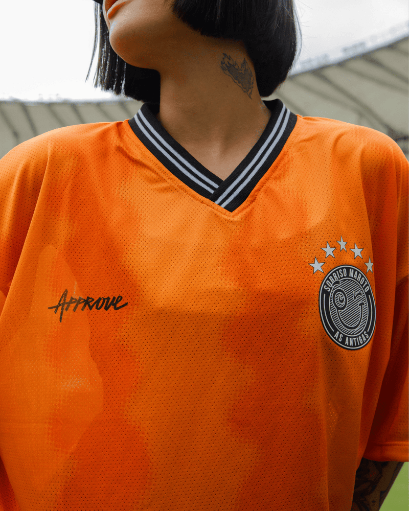 Sorriso as Antigas x Camisetas Jerseys Approve - Laranja