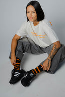 MEIA SMILE PRETO/LARANJA