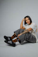 MEIA SMILE PRETO/LARANJA