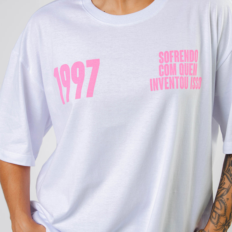 T-SHIRT SORRISO MAROTO 1997 - ROSA E BRANCO