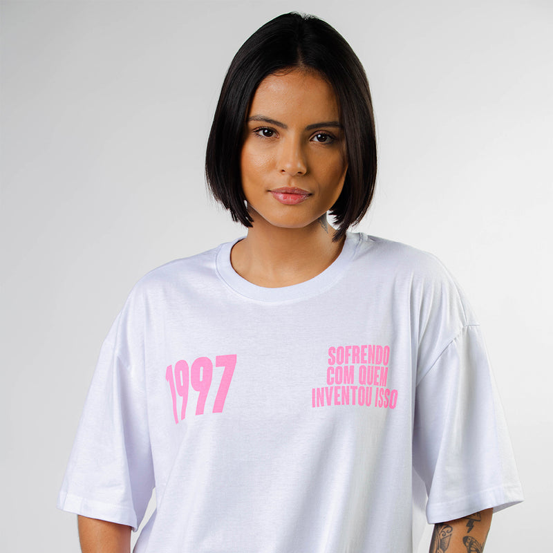 T-SHIRT SORRISO MAROTO 1997 - ROSA E BRANCO